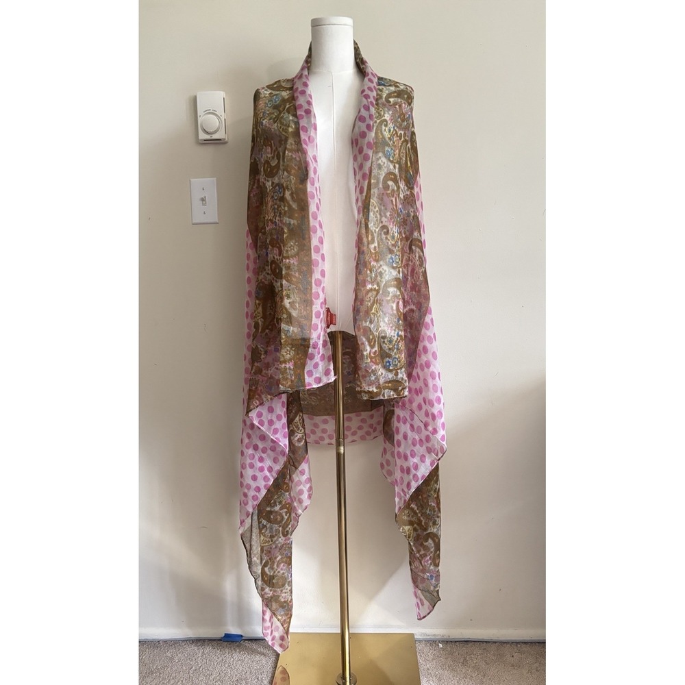 Sundance Catalog Rectangle Scarf Sheer Lightweight Flowy Paisley Polka Dot Boho